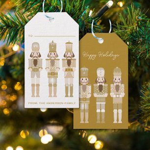 GOLD CHRISTMAS NUTCRACKER GIFT STICKER TAGS