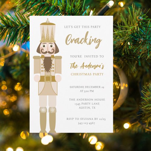 GOLD CHRISTMAS NUTCRACKER PARTY HOLIDAY INVITATION