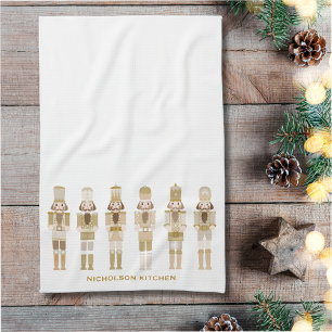 GOLD CHRISTMAS NUTCRACKERS KITCHEN TOWEL