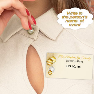 Gold Christmas Ornament Border Sticker Name Tag