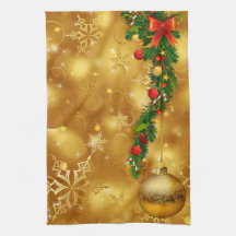 Gold Christmas Ornament Decoration Kitchen Towel