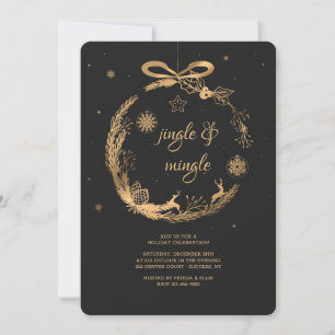 Gold Christmas Ornament Holiday Party Invitation