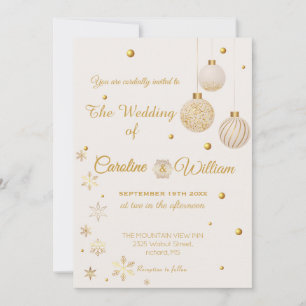Gold Christmas Ornament wedding Invitation