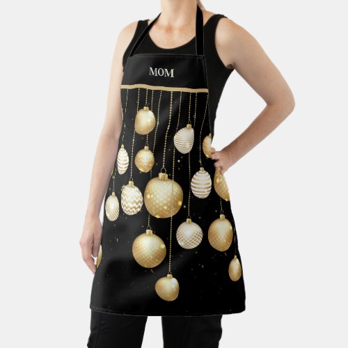 Gold Christmas Ornaments Custom Personalized Apron
