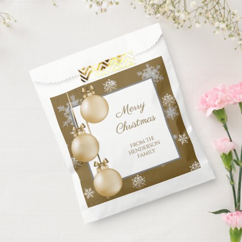 Gold Christmas Ornaments Favor Bag