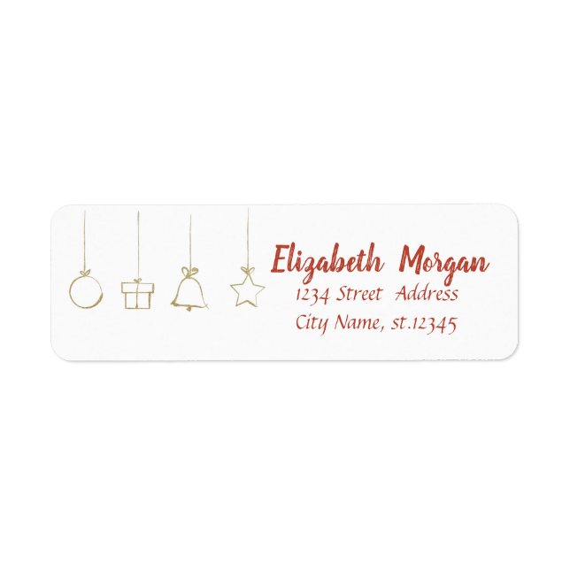 Gold  Christmas Ornaments , Holiday Label (Front)