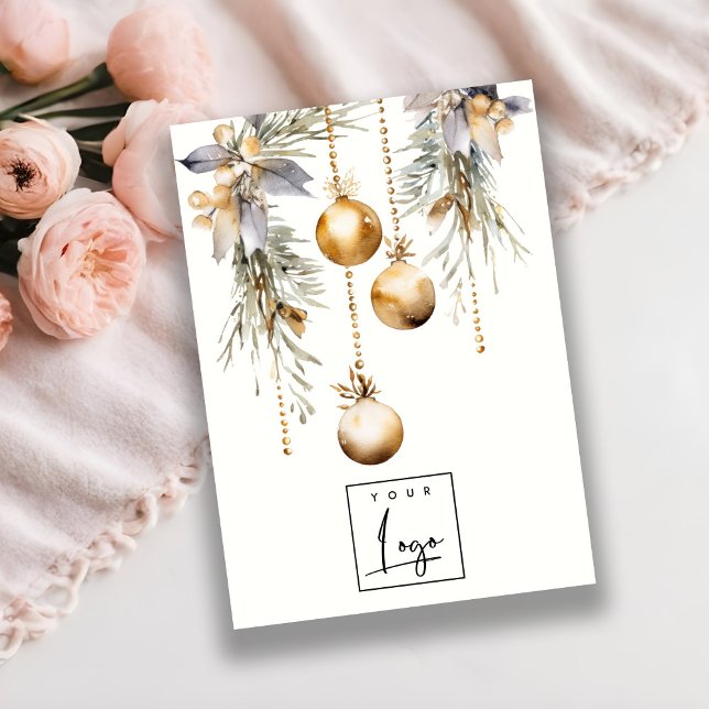 Gold Christmas Ornaments Logo Blank Jewelry Holder Business Card (Creator Uploaded)