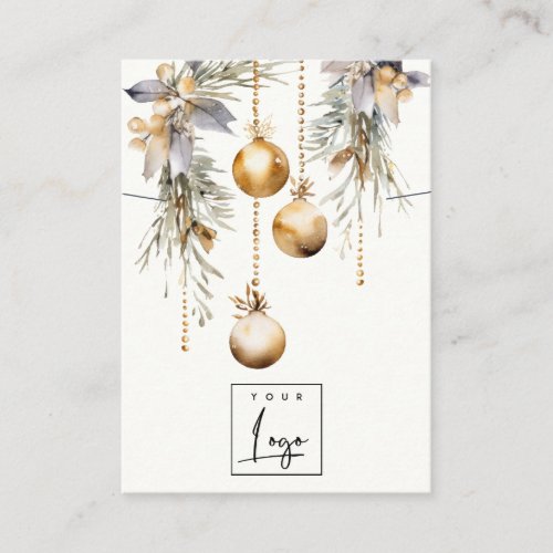 Gold Christmas Ornaments Logo Necklace Holder Business Card