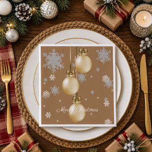 Gold Christmas Ornaments Paper Napkin