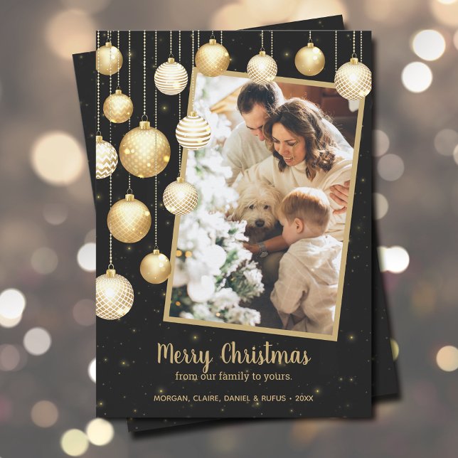 Gold Christmas Ornaments Photo Holiday Card (Creator Uploaded)