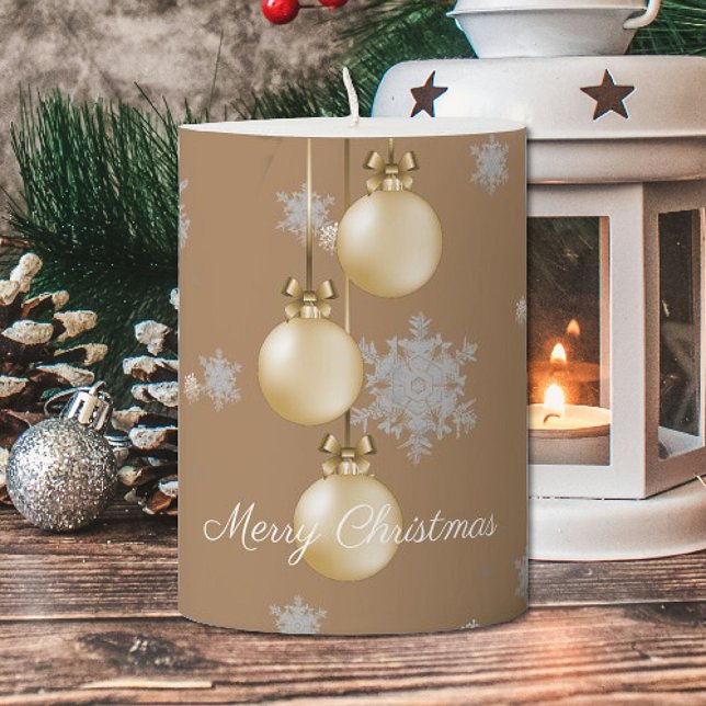Gold Christmas Ornaments Pillar Candle (Gold Christmas Ornaments Pillar Candle)