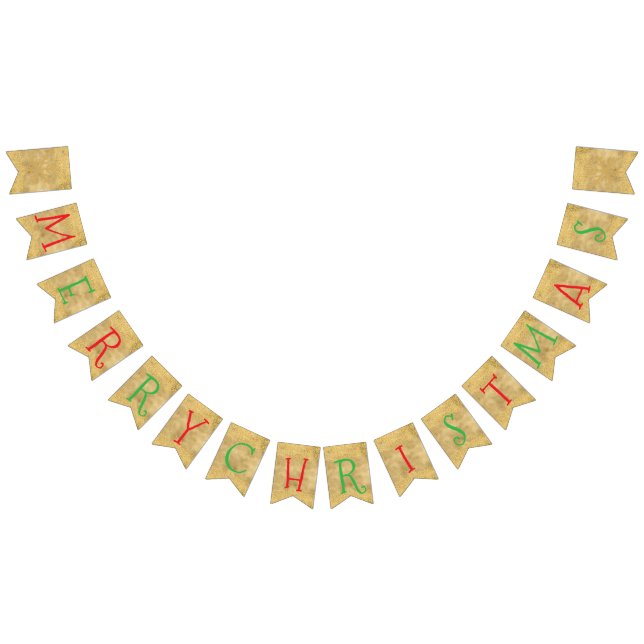 Gold Christmas Party Bunting Flags (All)