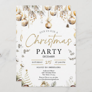 Gold Christmas Party Invitation | Editable Friends