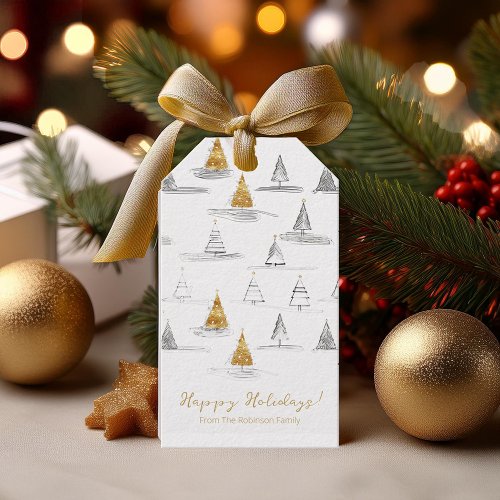 Gold Christmas Pattern5 ID1009 Gift Tags