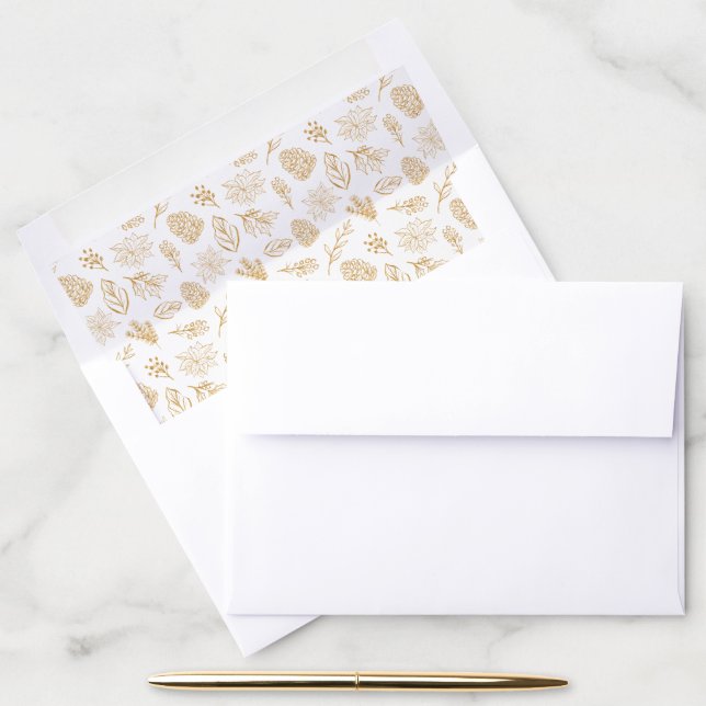Gold Christmas Pattern Wedding Envelope Liner (Desk)