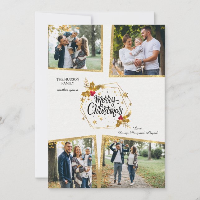 Gold Christmas Photo Card (Front)