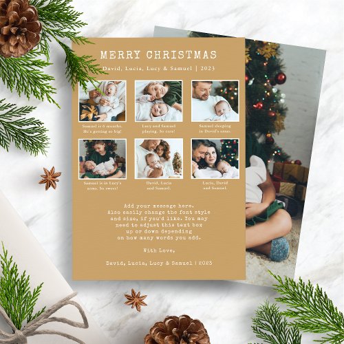 Gold Christmas Photo Collage Holiday Card