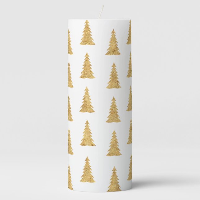 Gold Christmas Pillar Candle (Front)
