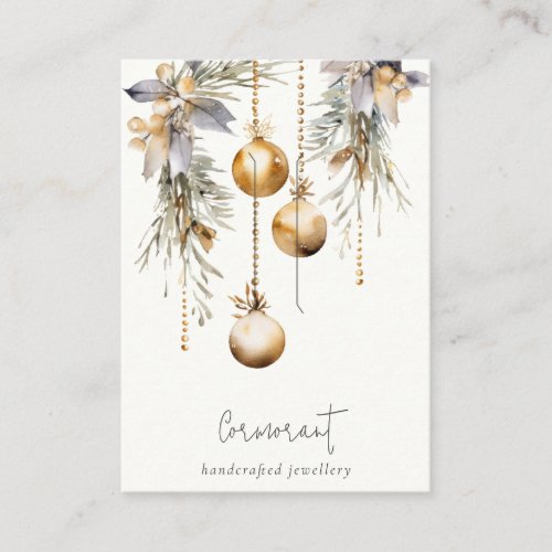 Gold Christmas Pine Ornaments Hairclip Holder Business Card