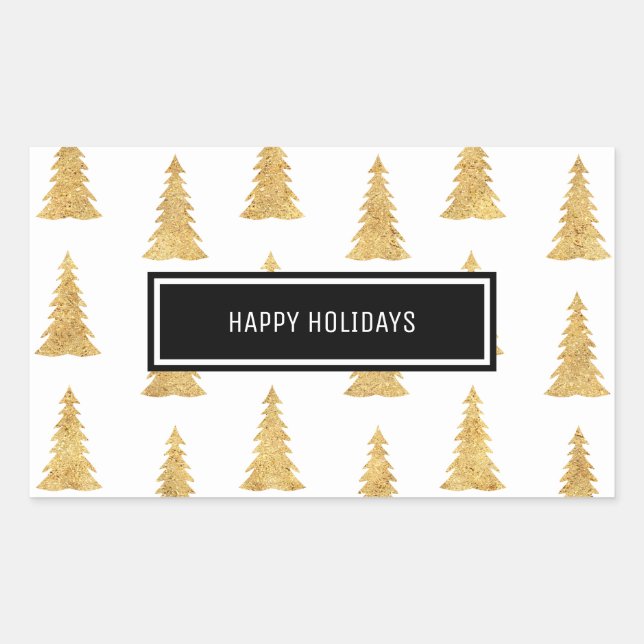 Gold Christmas Rectangular Sticker (Front)