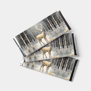 Gold Christmas Reindeer Holiday Hershey Bar Favors