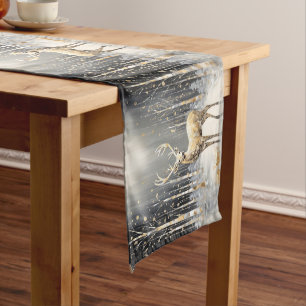 Gold Christmas Reindeer Holiday Table Runner