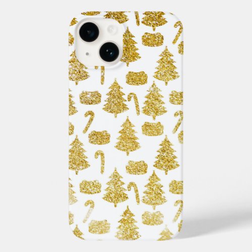 Gold Christmas seamless pattern Case_Mate iPhone 14 Case