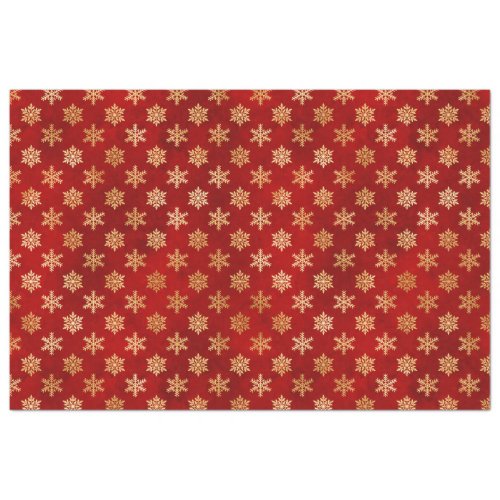 Gold Christmas Snowflakes on Red Tissue Paper