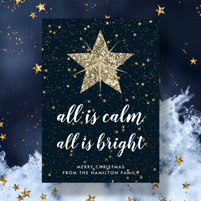 Gold Christmas Star | All Is Bright Family  Holiday Card (Creator Uploaded)