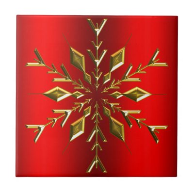 Gold Christmas Star on Red
