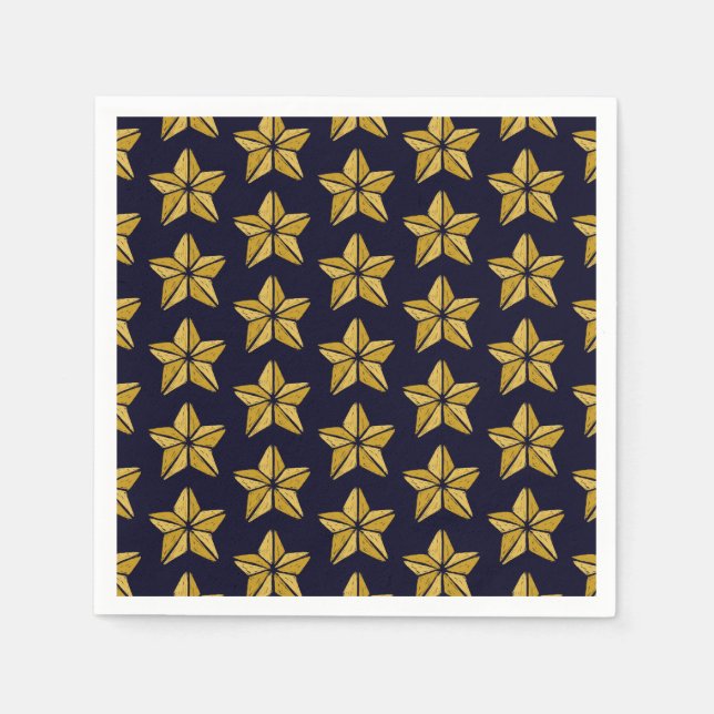 Gold Christmas Star Pattern Napkins (Front)