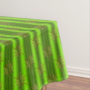 Gold Christmas Stars Green Christmas Tablecloth