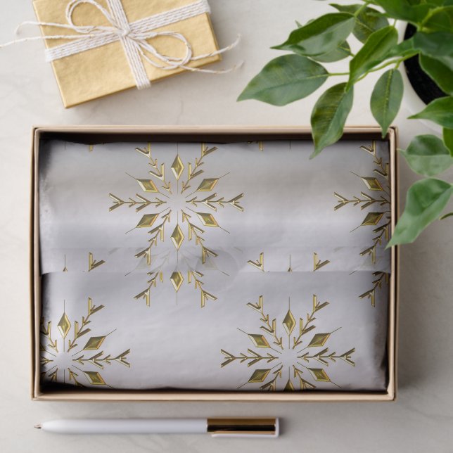 Gold Christmas Stars on Silver Tissue Paper (Gift)