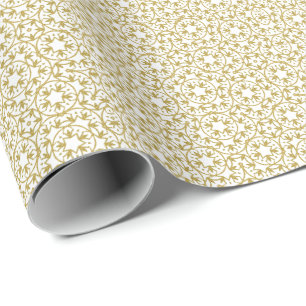 Gold Christmas Stars Pattern Glitter Wrapping Paper