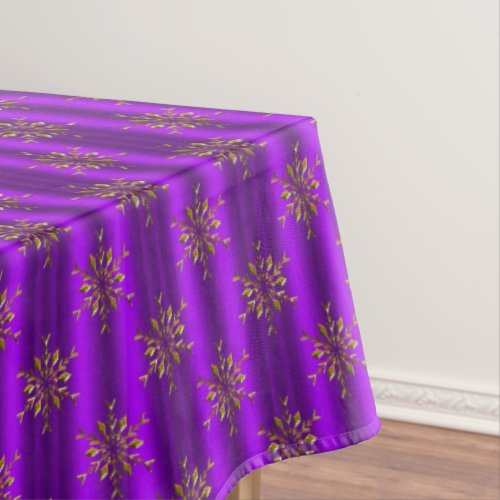 Gold Christmas Stars Purple Christmas Tablecloth