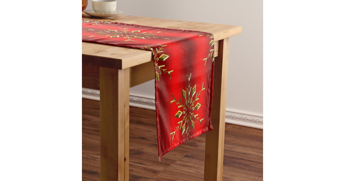 Gold Christmas Stars Red Christmas Short Table Runner Zazzle