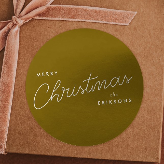Gold Christmas Sticker Roll | Metallic Label Seal (Metallic modern Christmas gift wrap personalized label stickers or envelope seals)