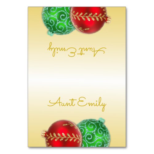 Gold Christmas Tented Place Cards