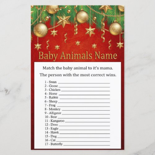 gold christmas toy Baby Animals Name Game