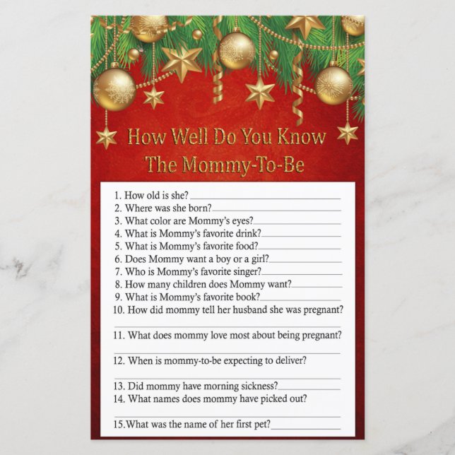 gold christmas toy how well do you know game (Front)