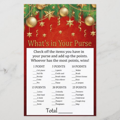 gold christmas toy Whats in your purse game