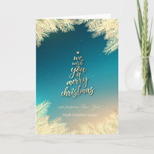 Gold Christmas TreeBranches We Wish You Corporate Holiday Card