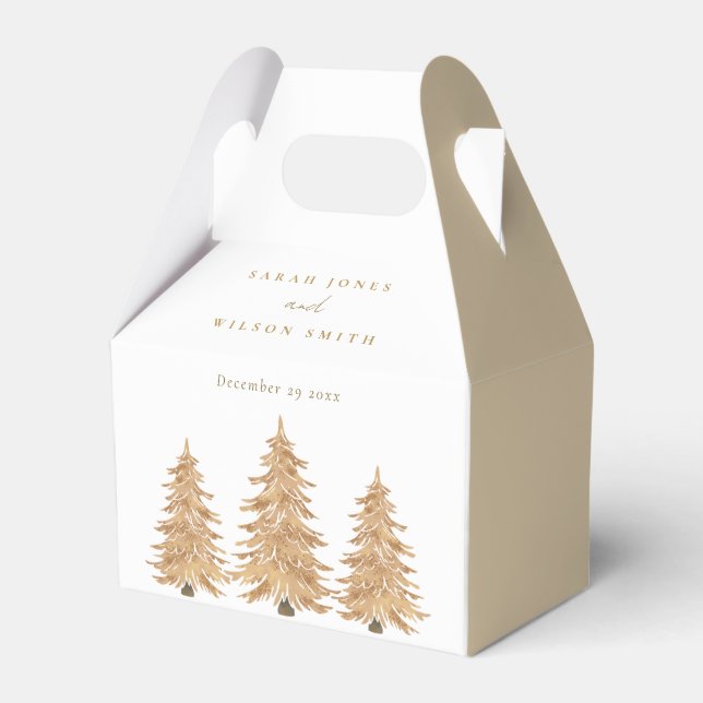 Gold Christmas Tree Christmas Party Favor Box (Front Side)