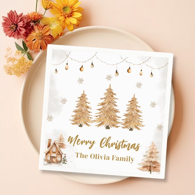 Gold Christmas Tree Christmas Party Napkins (Creator Uploaded)