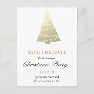 Gold Christmas Tree Christmas Party Save The Date Announcement Postcard