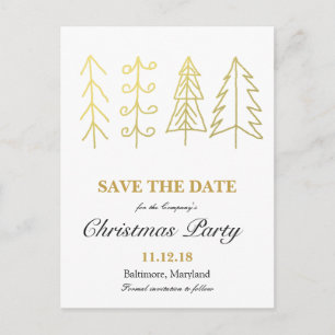 Gold Christmas Tree Christmas Party Save The Date Announcement Postcard