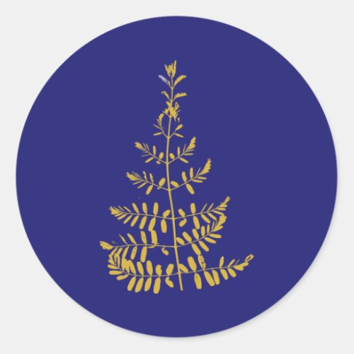Gold Christmas Tree Classic Round Sticker