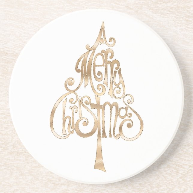 Gold Christmas Tree Coaster (Front)