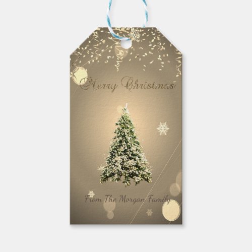 Gold Christmas Tree  Confetti Gift Tags