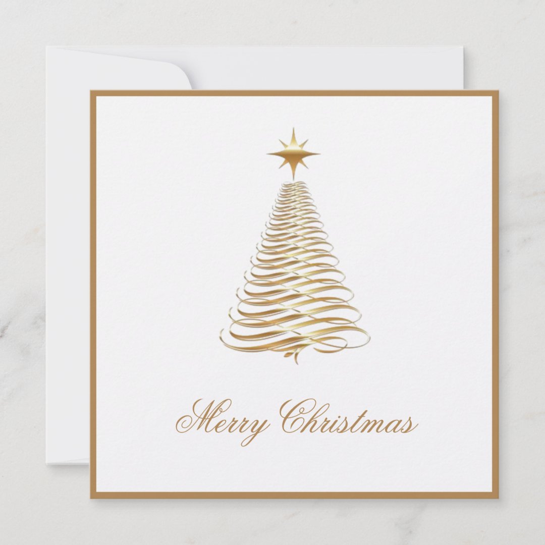 Gold Christmas Tree Corporate Holiday Card | Zazzle